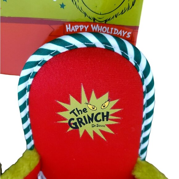 New Grinch Santa Slippers Green Red Plush Christmas House Shoes Mens Large 11/12 - Picture 9 of 11